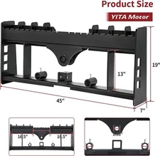 Skid Steer Pallet Fork Frame W/ Receiver Hitch & Spear Sleeves for Bobcat 2500lb