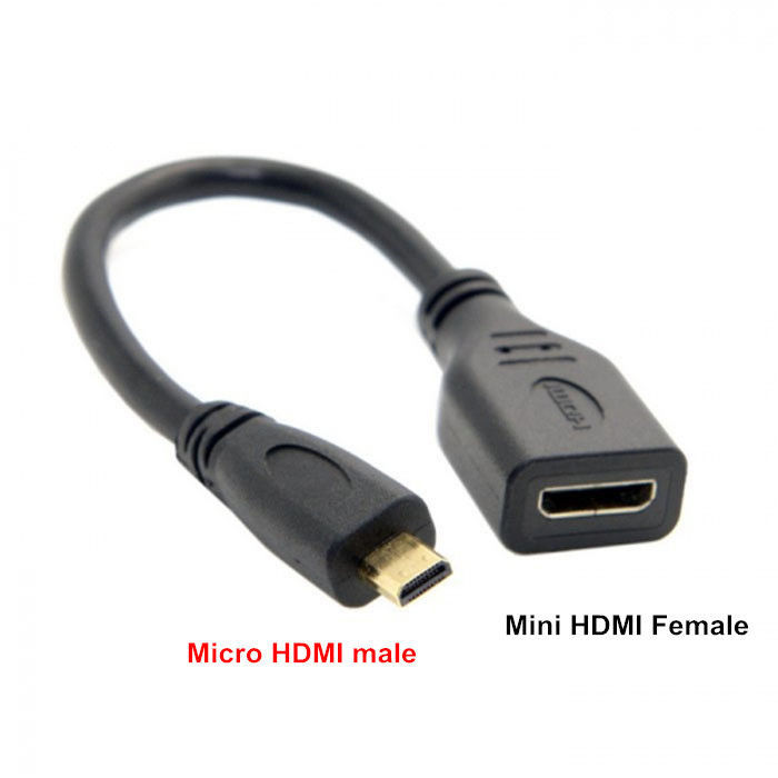 Micro HDMI Male To Mini HDMI Female adapter Cable Cord Convertor