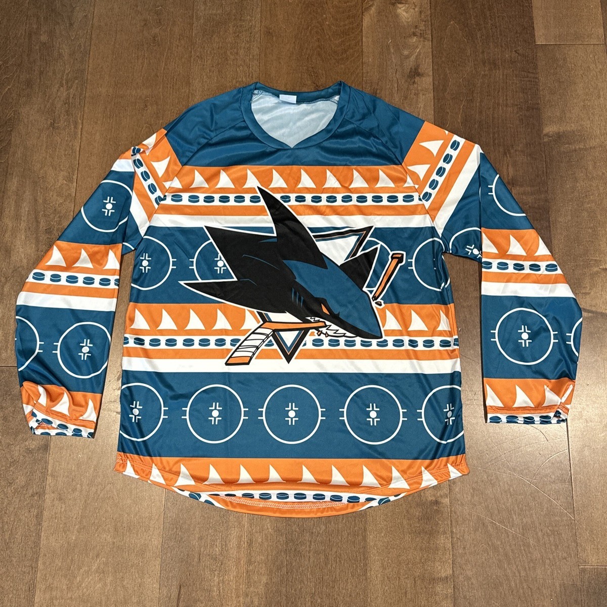 San Jose Sharks Holiday Christmas Shirsey Shirt Jersey Sweater 2023  Giveaway Med
