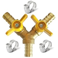 Brass 1/2 Inch 3-way Y-shaped Shut-off Ball Valve with 2-switch 1/2" Hose Barb..