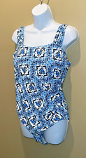 Jantzen NWT Ceramic Floral Bandeau 1-Piece/Soft-Cup Swimsuit In Azure, Size 16