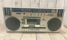 Toshiba RT-6085 Silver & Gray Boombox Stereo Cassette Vintage 1980s - Uncommon