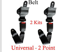 2 Kits Universal Strap Retractable Car Trucks Seat Belt Black 2 Point 2 Kits Universal Strap Retractable Car Trucks Seat Belt Black 2 Point