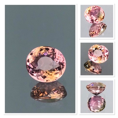 Bi-colour tourmaline 2.36 Crt Untreated GRA Certified Gem Oval Cut rare Colours