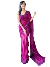 Women's Georgette Embellished Saree With Unstitched Blouse Piece