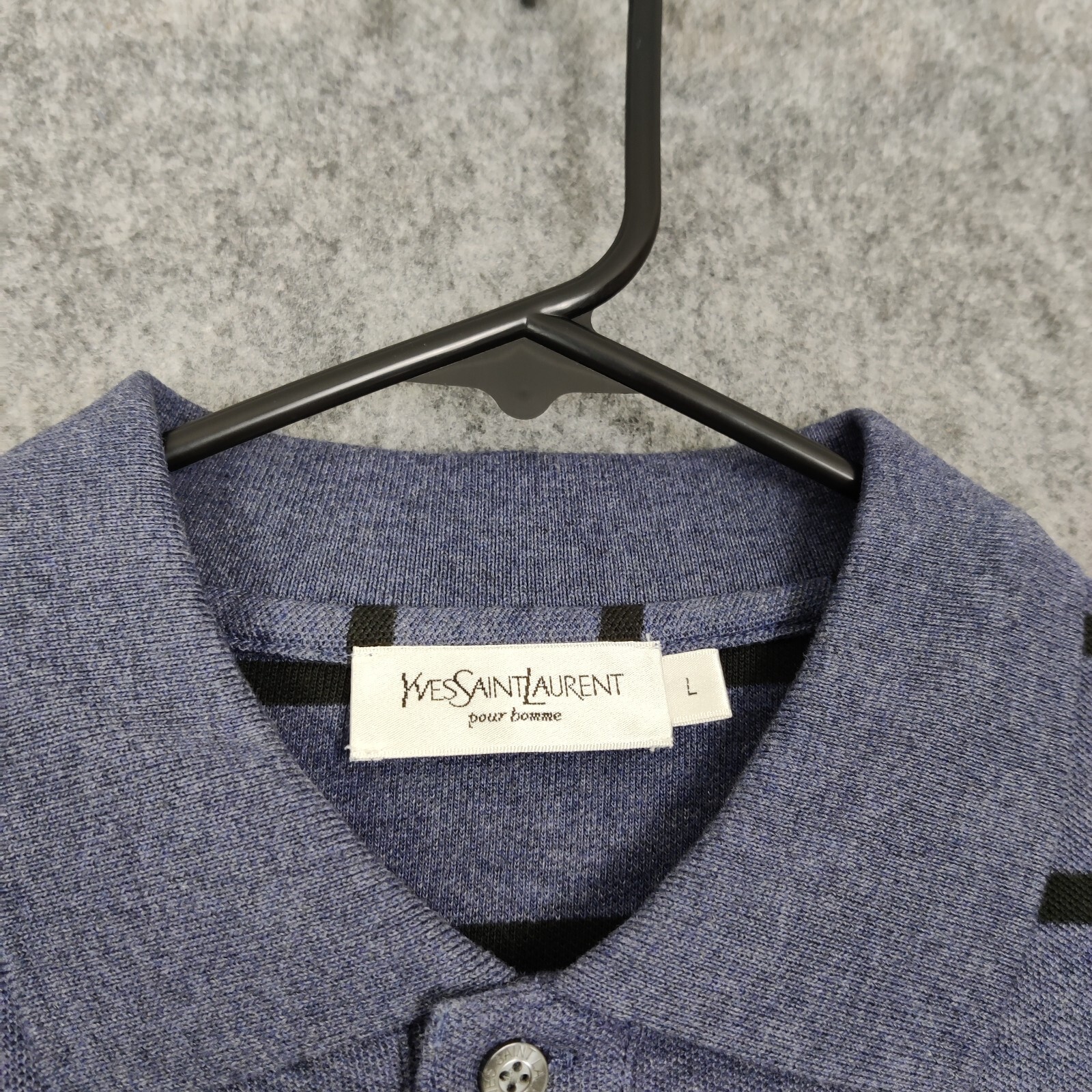 Polo vintage Yves Saint Laurent uomo grande blu a righe preppy top YSL