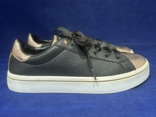 SKECHERS UK 7 STREET LOS ANGELES BLACK & ROSE GOLD TRAINERS LEISURE SHOES