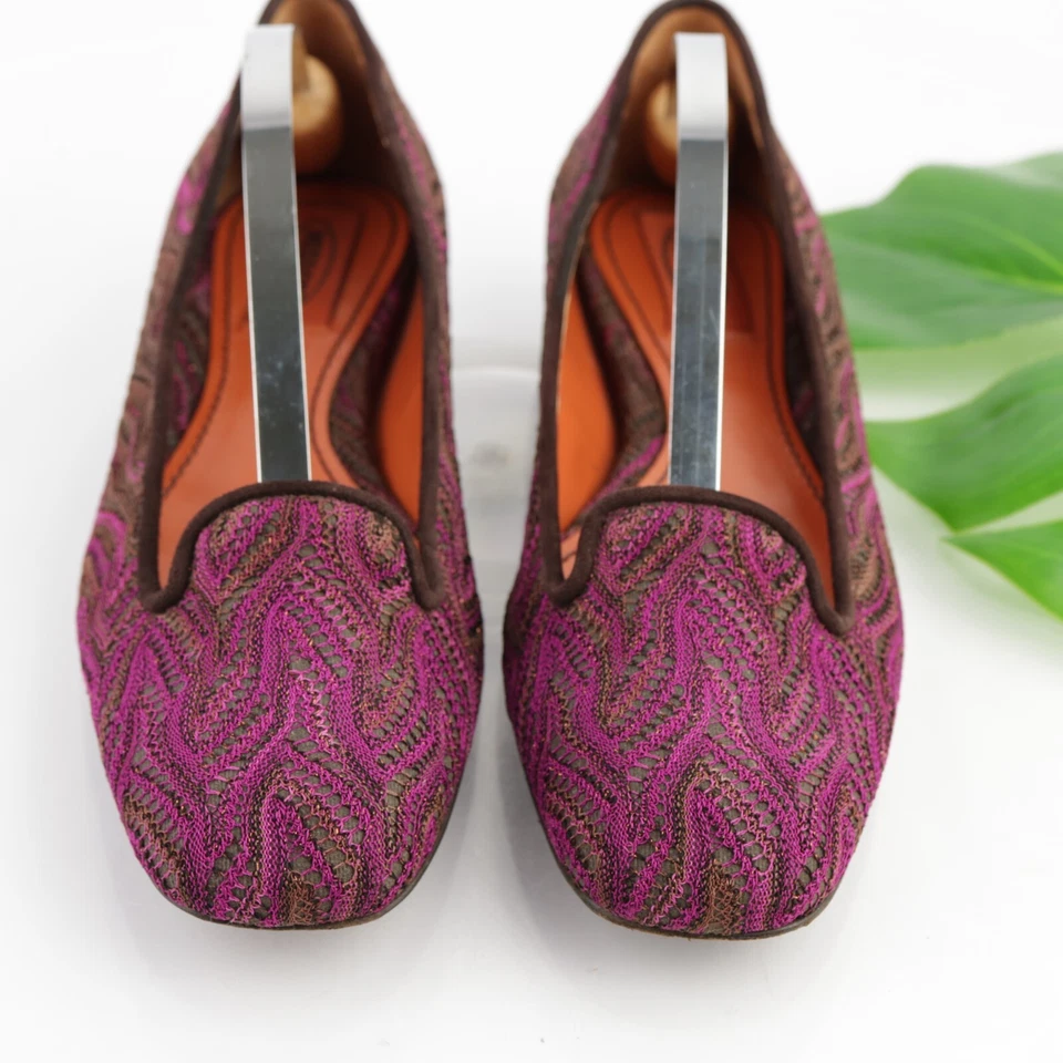 Zapato sin cordones MISSONI Italia para mujer talla 37,5 6,5 tejido ganchillo rosa Foto 3 de 4