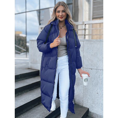 Damen Steppjacke Lang Mit Kapuze – Wintermantel Aus Polyester, Warm & Elegant