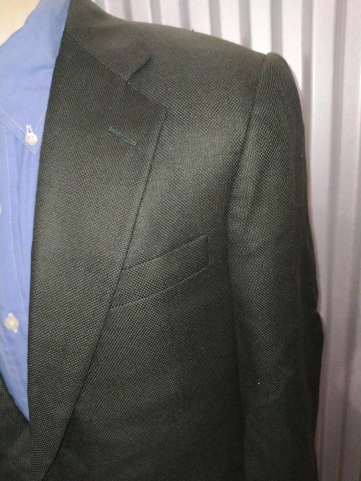 38S Hickey Freeman Loose-Weave Wool Green Hopsack Copper buttons Blazer Jacket - Image 4 of 4