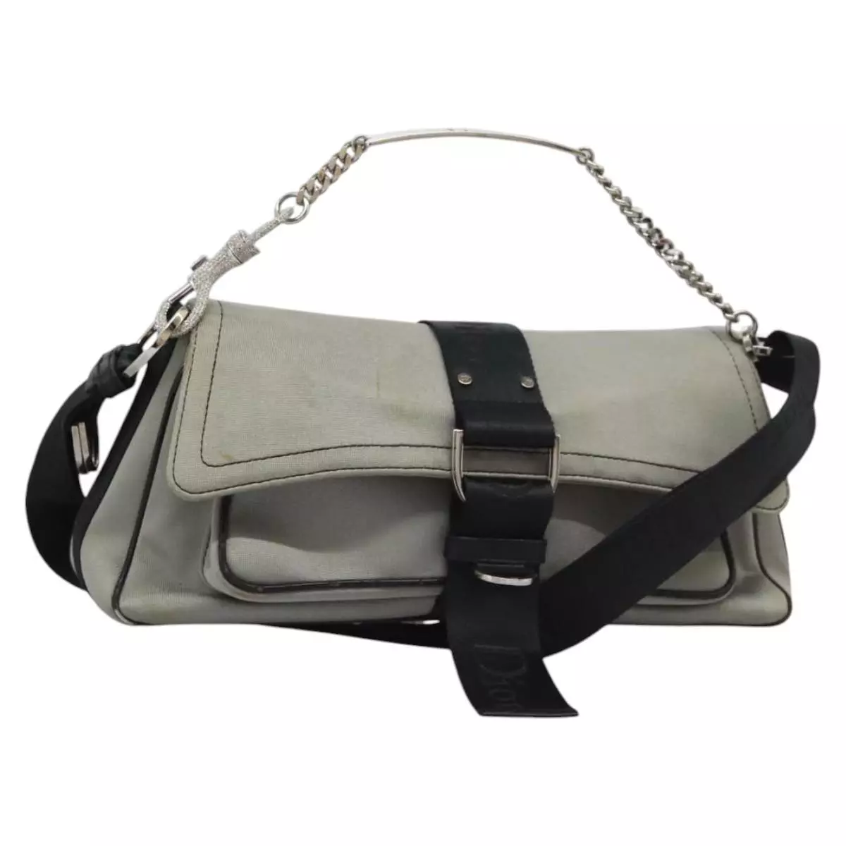 Sac bandoulière Christian Dior Hardcore toile gris argenté authentique 114947