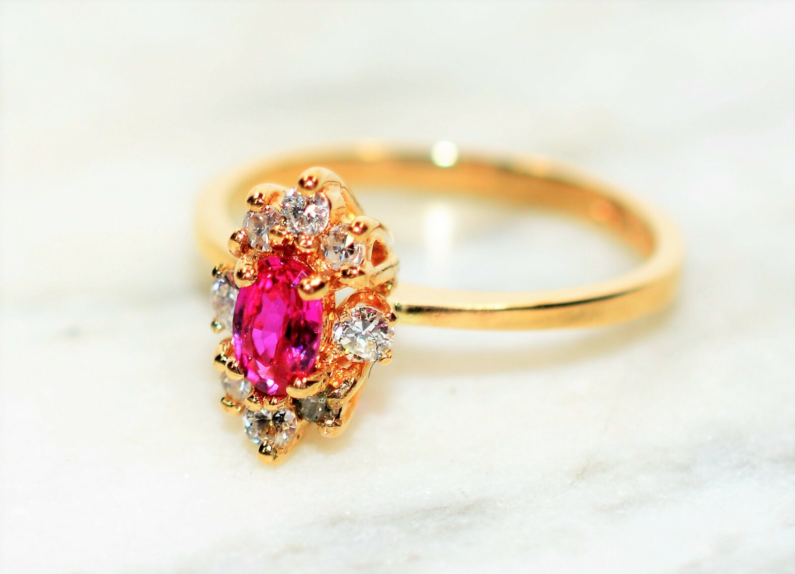 Natural Ruby & Diamond Ring 14K Solid Gold .60tcw… - image 8