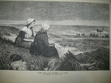 Antique 1874 Burned The Day After The Tempest By H. Bource Wood Engraving PRINT