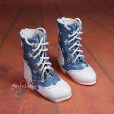 Blue White Spliced Boots Pointed-toe Shoes Buckle for 1/4MSD 1/3SD BJD Doll LUTS