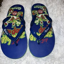 Q Plus Men's Rubber Flip-Flops Size 10 Blue Zombie Art