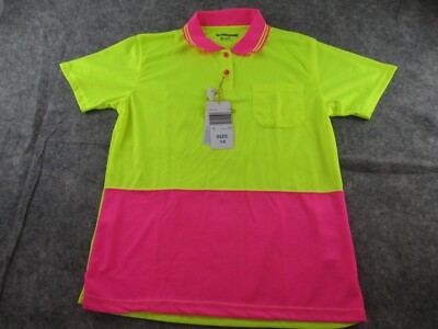 Workzone Work Polo Top 14 High Vis Short Sleeve Collared Pink/Yellow New