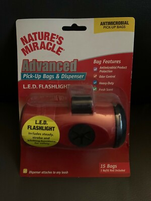 Nature's Miracle Advanced Pick-up Bags & Dispenser and LED Flashlight 15 Bags