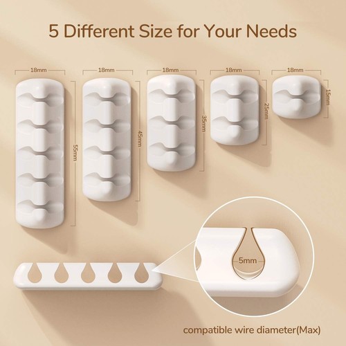 SYNCWIRE Cable Clips: 5-Pack Self-Adhesive Cord Organiser + Free download Album - 第 2/6 張圖片