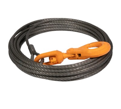 Wire Rope Steel Core Winch Cable 3/8'' x 100' Self-Locking Swivel Hook Towing ...