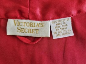 Vtg Victorias Secret Red Lace Robe Satin Kimono One Size Sexy Retro Gold Label