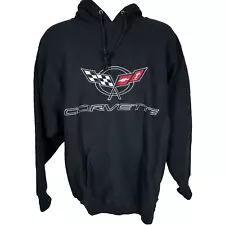 Steve and Barrys Corvette Black Pullover Hoodie Sweatshirt Mens L C5 Logo