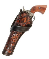 Western Tooled Holster Gun Leather Rig Sass Pistol Cowboy Revolver