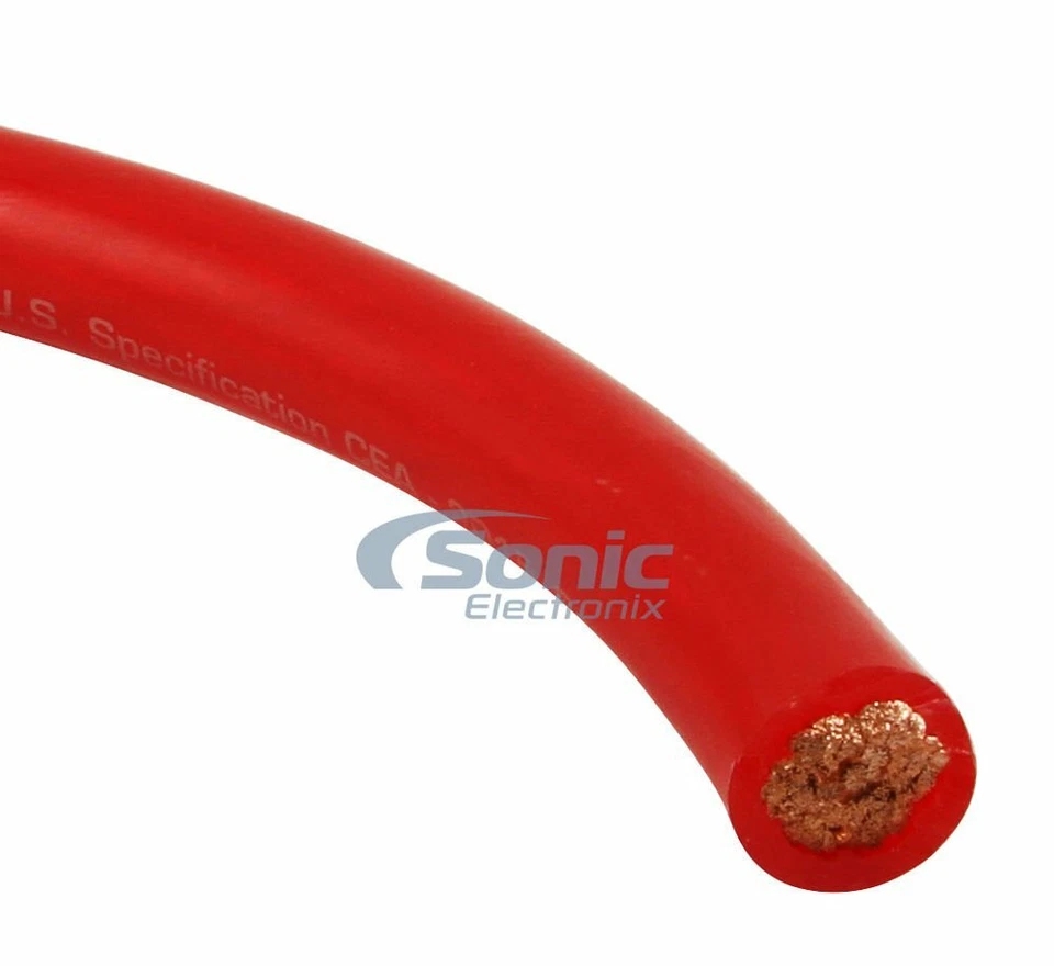 Carrete Rockford Fosgate RFW1R-51 51 pies 1/0 AWG alambre rojo esmerilado Foto 2 de 2