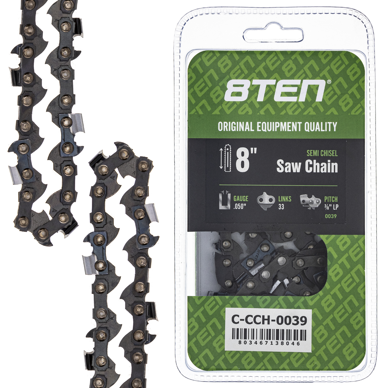 Semi Chisel Chainsaw Chain 8 Inch .050 