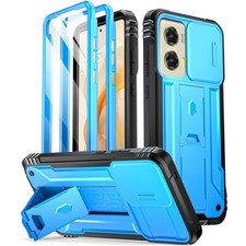 For Moto G Stylus 5G 2024 Case Rugged Built in-Screen Slide Camera Cover Blue
