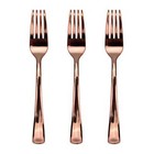Rose Gold Shiny Reusable Plastic Forks 12 Pack Cutlery Catering Party Supplies