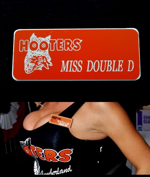 Miss Double D Hooters Uniform Name Tag Lingerie Cross Dresser Drag Queen Sexy