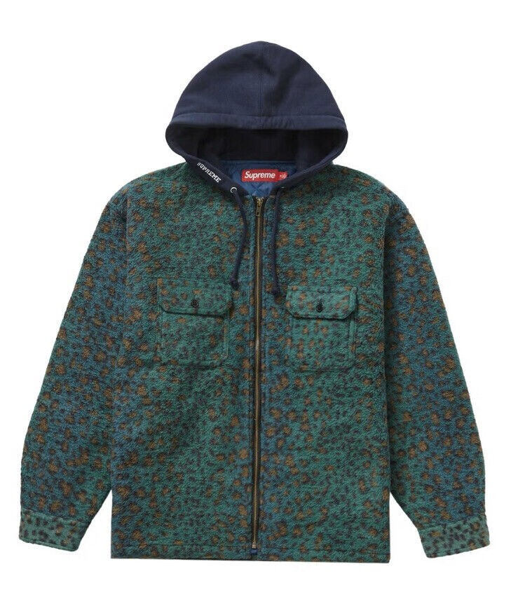 Supreme Fleece Zip Up Hooded Shirt 『Ｍ』 Supreme Fleece Zip Up Hooded Shirt 豹 M
