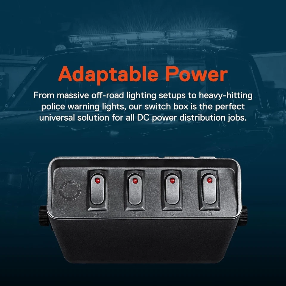 4-Gang Aluminum Mods Rocker Switch Panel Box DC 12V Wires SPST ON/OFF Toggle - Image 4 of 4