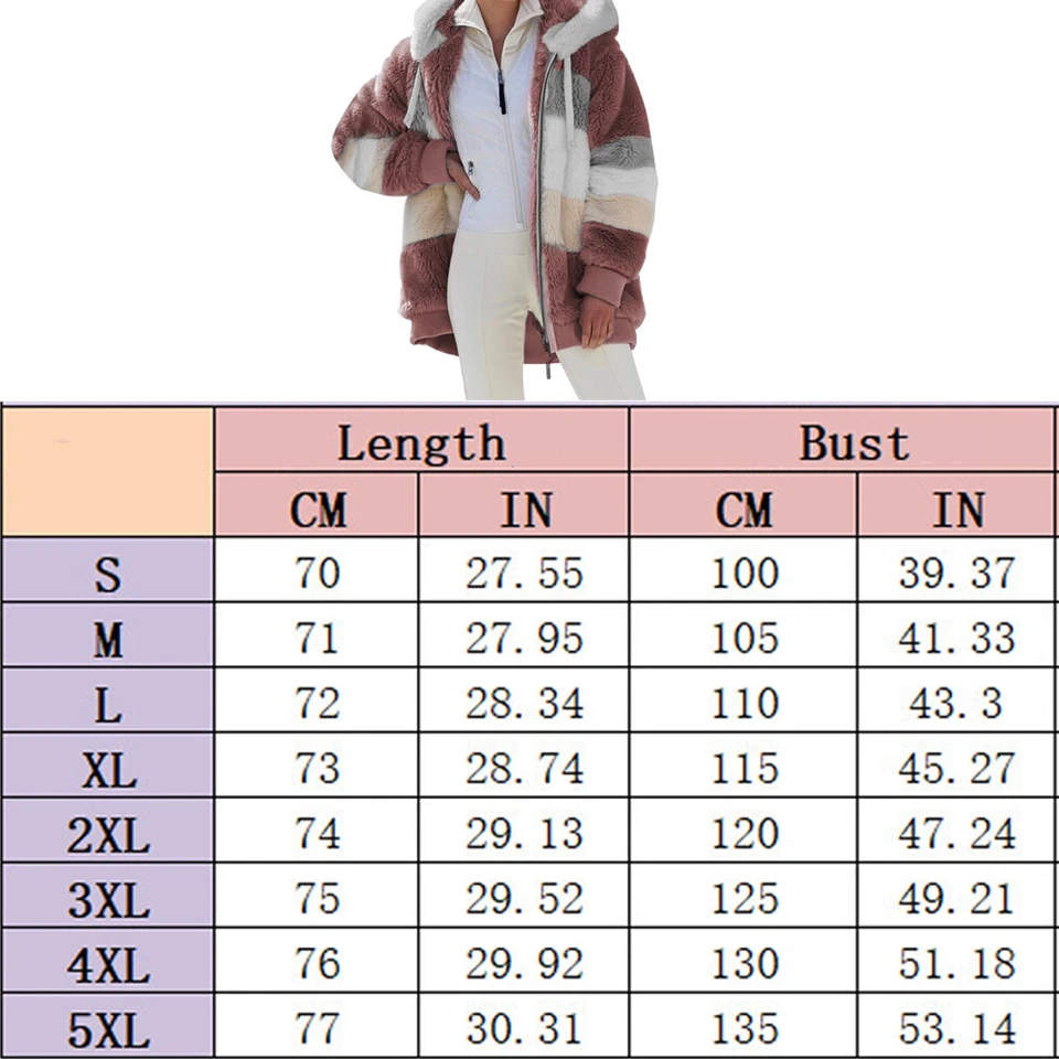 Women's Fur Fluffy Hooded Jacket Parka Coat Fleece Winter Warm Overcoat Outwear - Image 2 of 4