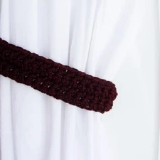 Dark Burgundy Wine Red Curtain Tiebacks Tie Backs Crochet Knit Modern Simple