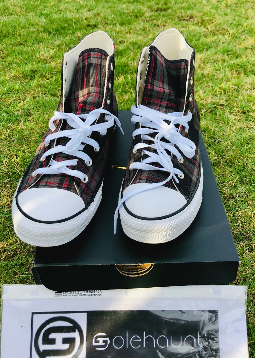 New Converse All Star CTAS Hi Shoes Brown Grey White Plaid Earth WorldPeace Sign