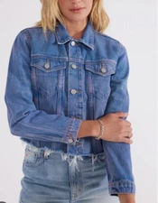 Etica Lennox Crop Denim Jacket Sunset Cliff Size M BNWT