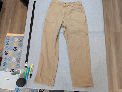 Carhartt Loose Fit Utility Pants Men 34x32 Beige (Fits 33x31) Cotton Workwear