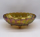 Vintage Indiana Amber Carnival Glass Large Centerpiece Bowl Fruit Pattern