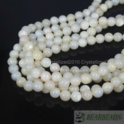 Natural White Mother Of Pearl MOP Shell Round Beads 15.5'' 2mm 3mm 4mm 6mm 8mm