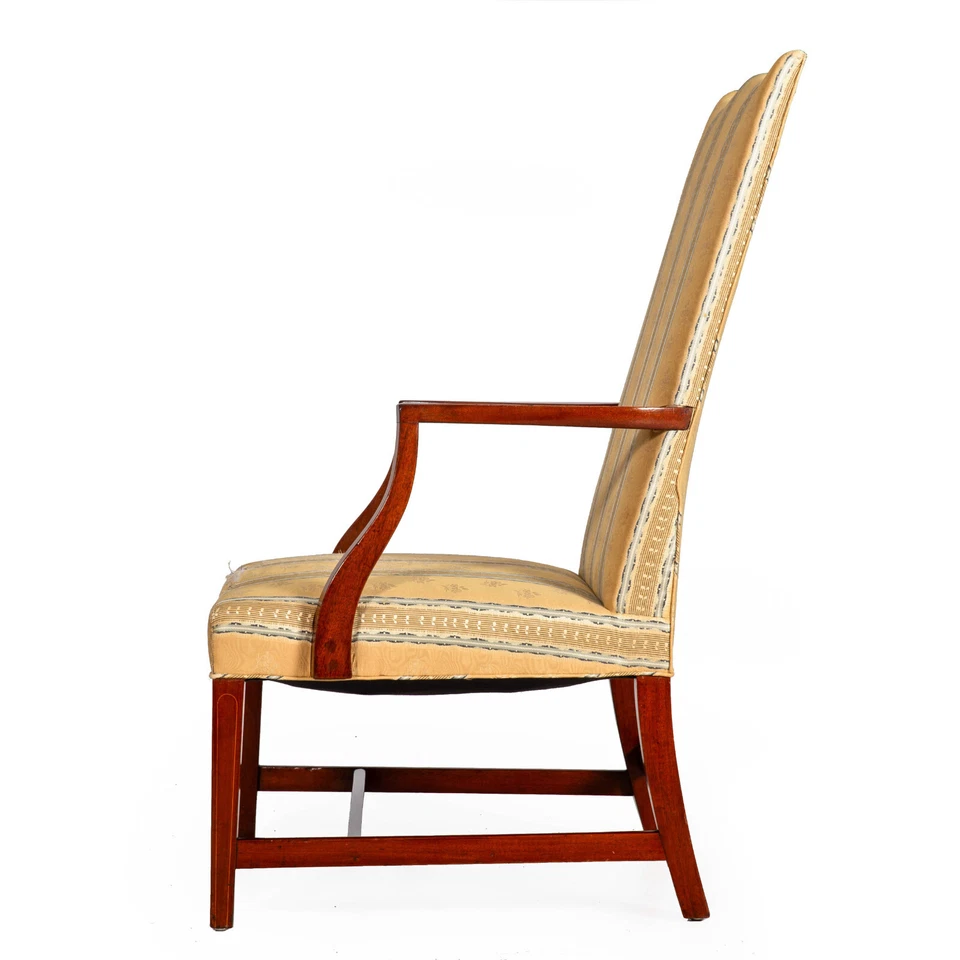 Sillón muy fino americano federal con incrustaciones de caoba aprox. 1800 Foto 3 de 4