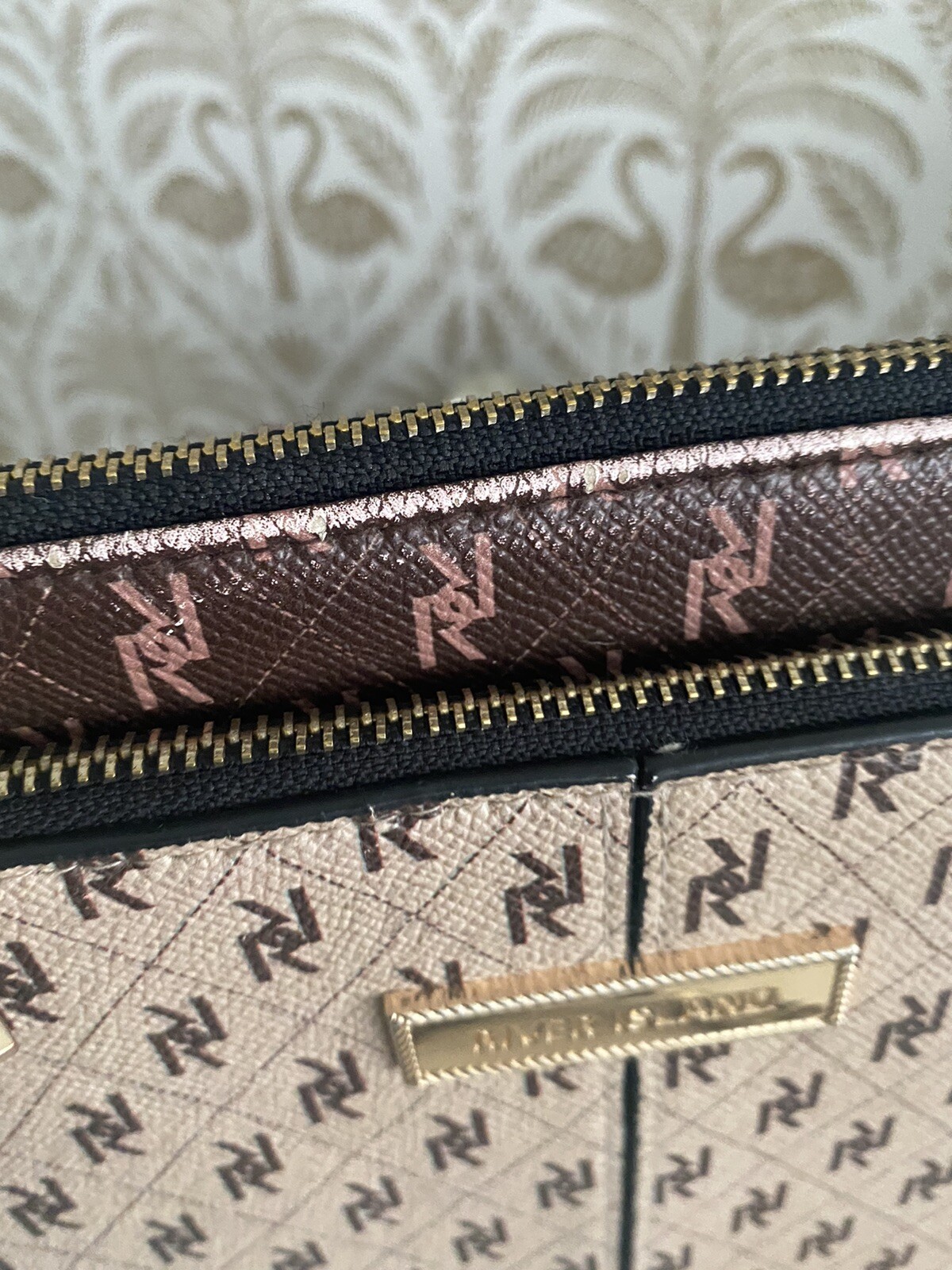 river island brown monogram pouchette messenger bag eBay