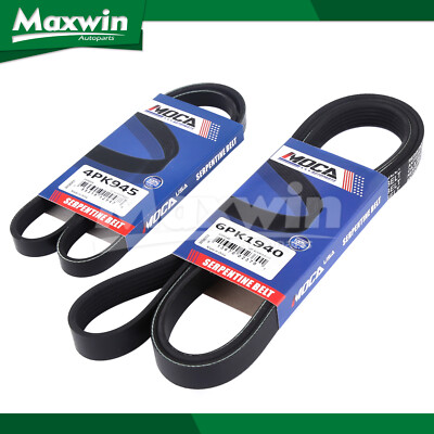 EPDM 2 PC Serpentine Belt Set AC/Steer ing/Altern ator Fit 06-10 Infiniti M45