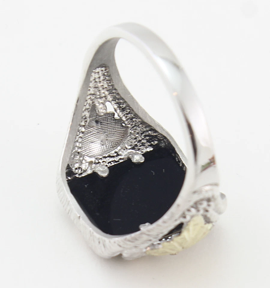 Black Hills Gold Sterling Silver Men's Cross Ring w Onyx Size 9 FAST SHIPPING - Image 4 of 4
