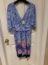 Lilly Pulitzer PARIGI DRESS Bennet Blue Lets Mango Dress Medium M Nwt