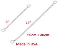 (2 PACK) New Universal 8"+12" (20cm+30cm) Tinned Copper Ground/Bonding Strap Kit