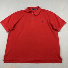 Polo Ralph Lauren Polo Shirt Men 2X Big Red Solid Navy Pony Short Sleeve 2XB