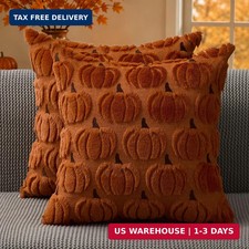 DFXSZ Fall Pillow Covers 18x18 2Pcs Rust Brown Pumpkin Fall Decorations  Fall d