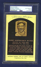 Harry Hooper Autographed Plaque Postcard Boston Red Sox Baseball HOF PSA SLABBED
