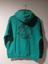 Vintage Stussy Zip Up Hoodie Mens Medium Green Made in USA Streetwear Y2K